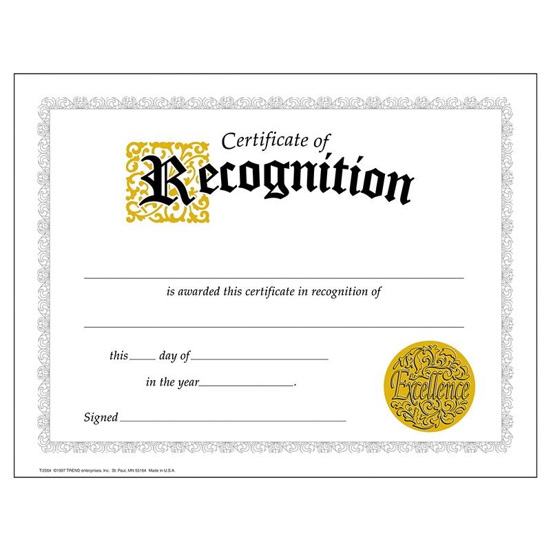 Certificate of Recognition Classic Certificates, 30 ct