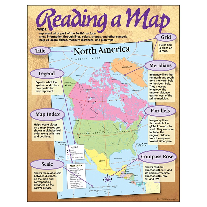 Reading a Map Learning Chart, 17" x 22"