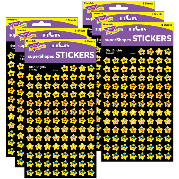 Star Brights superShapes Stickers, 800 Per Pack, 6 Packs