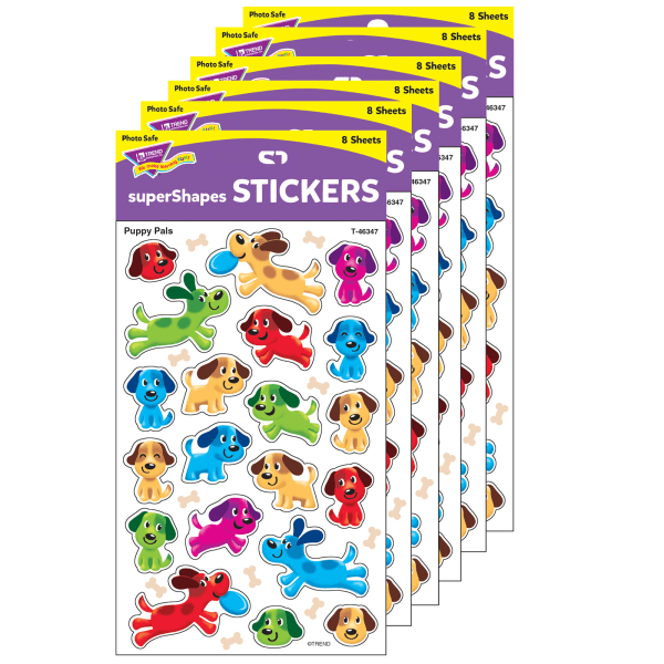 Puppy Pals superShapes Stickers-Large, 160 Per Pack, 6 Packs