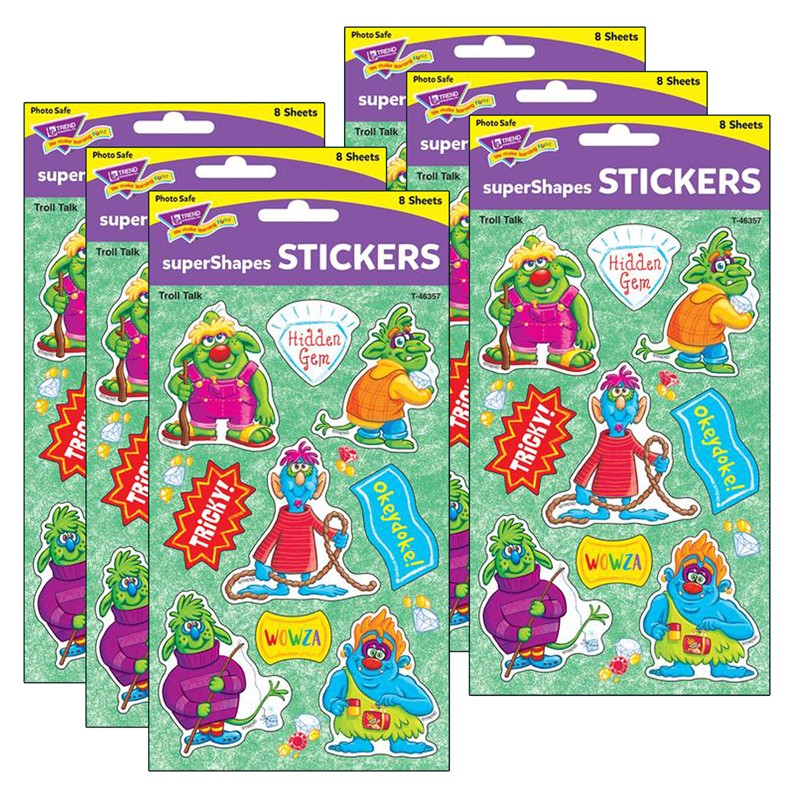 Troll Talk Large superShapes Stickers, 72 Per Pack, 6 Packs