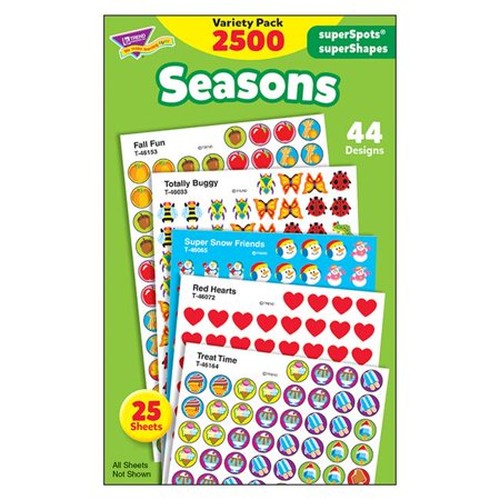 Seasons superSpots/superShapes Variety Pack, 2500 Per Pack, 3 Packs