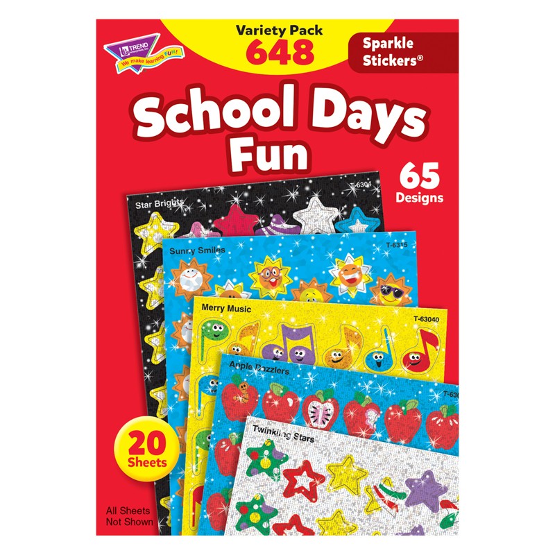 School Days Sparkle Stickers Variety Pack, 648 ct