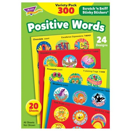 Positive Words Stinky Stickers Variety Pack, 300 Per Pack, 3 Packs