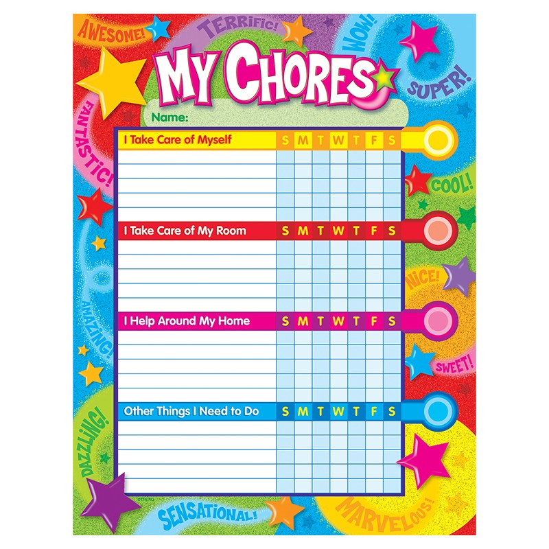 Praise Words 'n Stars Chore Charts, pad of 25