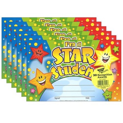 I'm a Star Student Recognition Awards, 30 Per Pack, 6 Packs