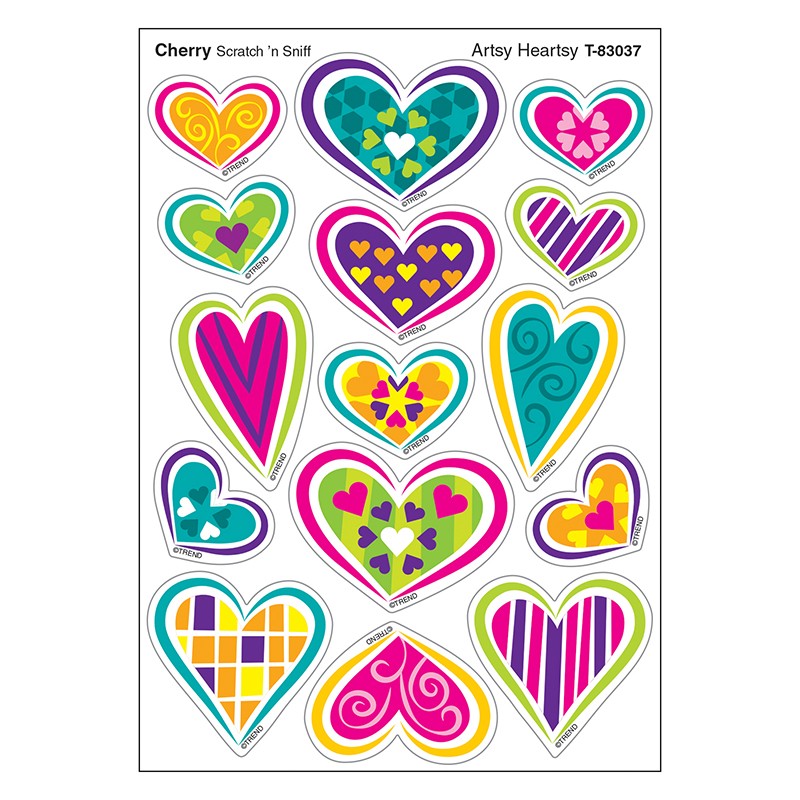 Artsy Heartsy/Cherry Mixed Shapes Stinky Stickers, 60 Count