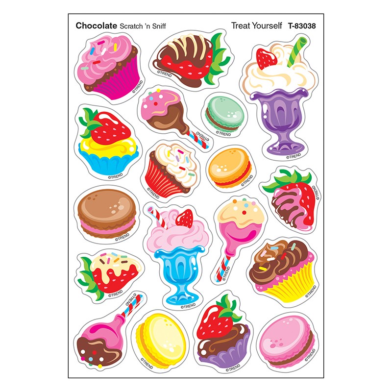 Treat Yourself/Chocolate Mixed Shapes Stinky Stickers, 72 Count