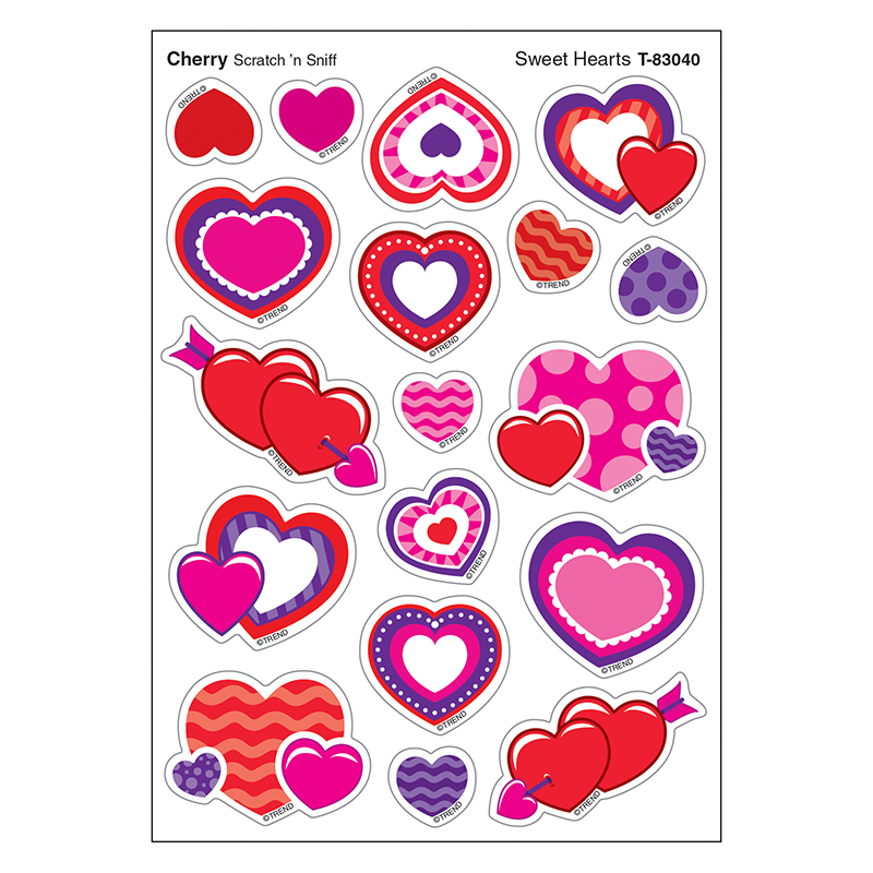 Sweet Hearts/Cherry Mixed Shapes Stinky Stickers, 72 Count