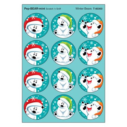 Winter Bears/PepBEARmint Stinky Stickers, 48 Per Pack, 6 Packs