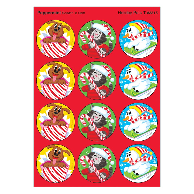 Holiday Pals/Peppermint Stinky Stickers, 48 Count