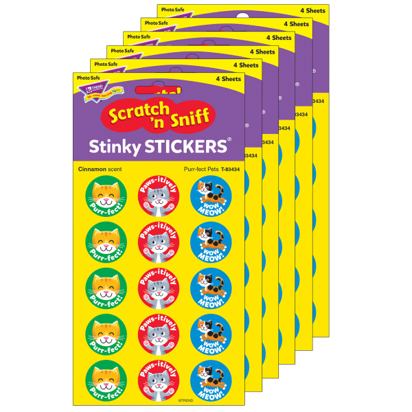 Purr-fect Pets/Cinnamon Stinky Stickers, 60 Per Pack, 6 Packs
