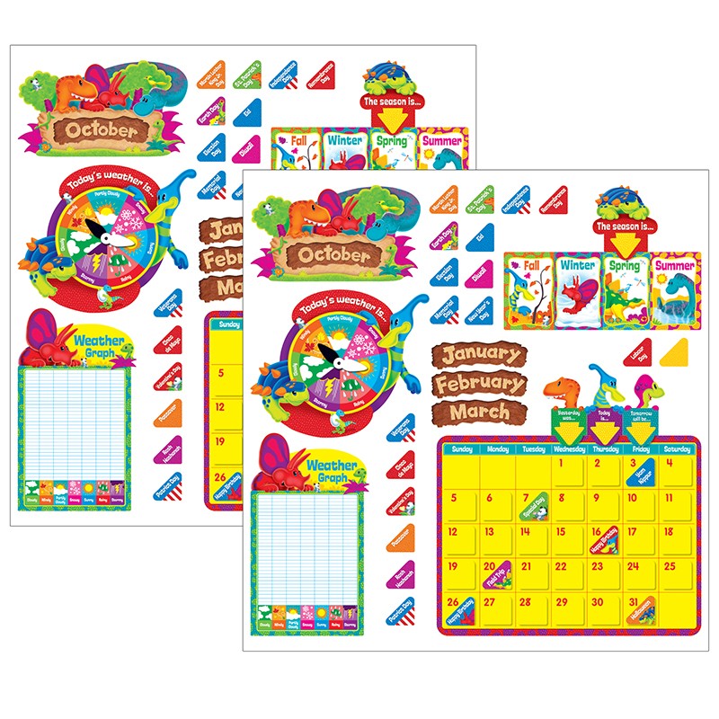 Dino-Mite Pals Calendar Bulletin Board Set, 2 Sets