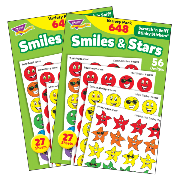 Smiles & Stars Stinky Stickers Variety Pack, 648 Per Pack, 2 Packs