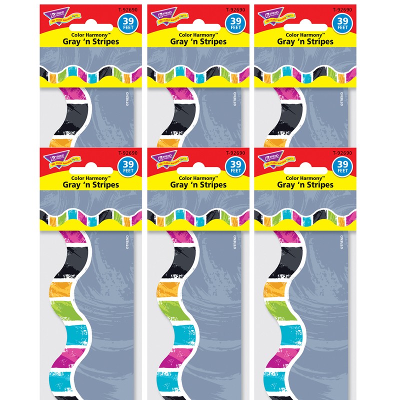Color Harmony Gray 'n Stripes Terrific Trimmers, 39 Feet Per Pack, 6 Packs