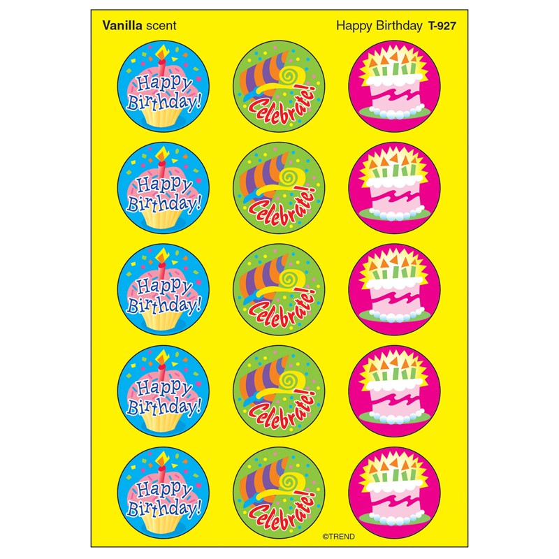 Happy Birthday/Vanilla Stinky Stickers, 60 ct