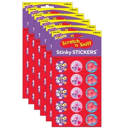 Valentine's Day/Cherry Stinky Stickers, 60 Per Pack, 6 Packs