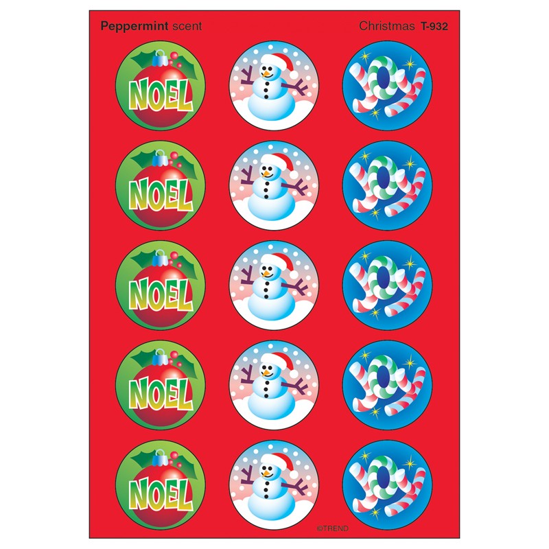 Christmas/Peppermint Stinky Stickers, 60 ct