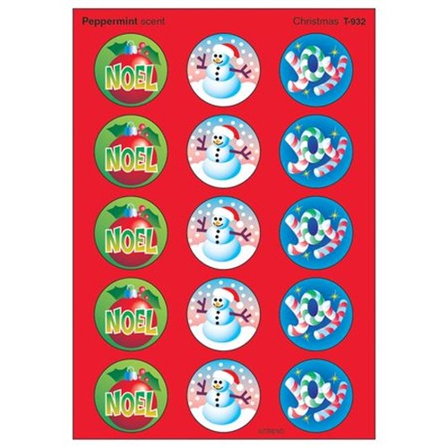 Christmas/Peppermint Stinky Stickers, 60 Per Pack, 6 Packs
