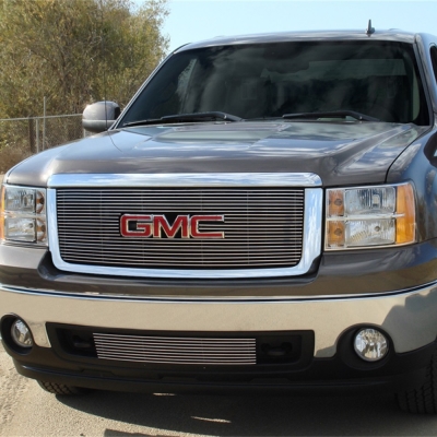 07-13 GMC SIERRA 1500(NOT ALL TERRAIN CHROME GRILLE MODEL) OVERLAY W/ LOGO CUT-OUT BILLET GRILLE