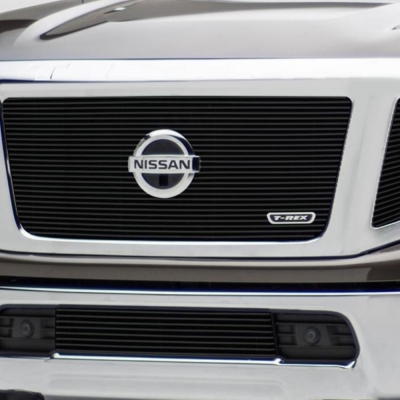 16-16 NISSAN TITAN BILLET GRILLE OVERLAY/BOLT ON - 3 PC ALL BLACK