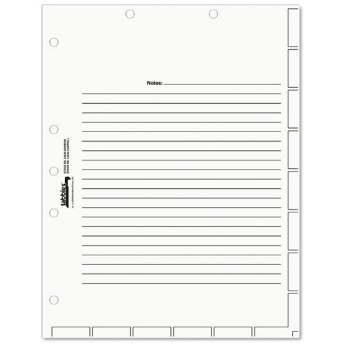 Tabbies Medical Chart Index Divider Sheets - Blank Tab(s) - 7 Hole Punched - White Divider - White Tab(s) - 400 / Box