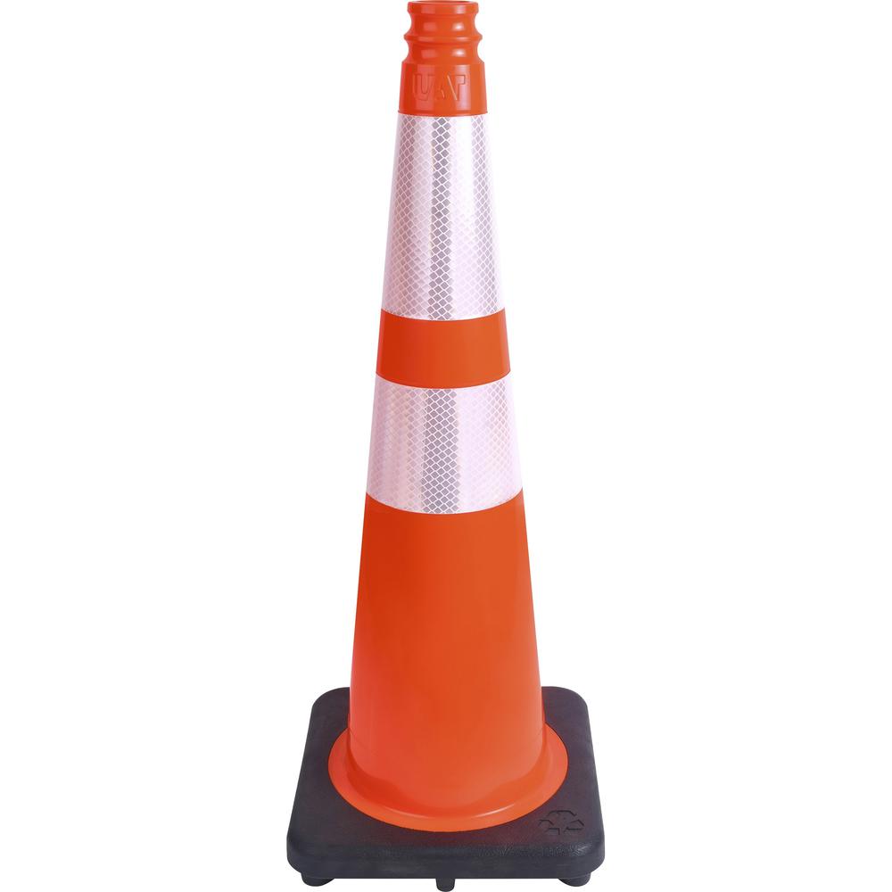 Tatco Slimline Traffic Cones - 1 Each - 10.8" Width x 28" Height - Cone Shape - Reflective, Flexible, Long Lasting - Polyvinyl C