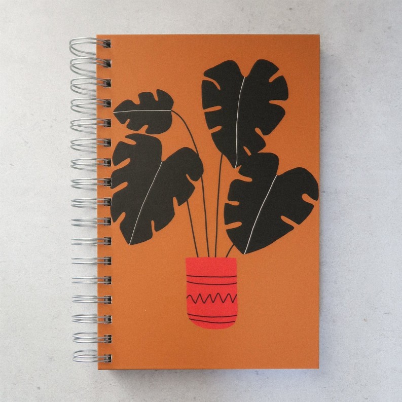 Blank Hardcover Journal - Monstera Black