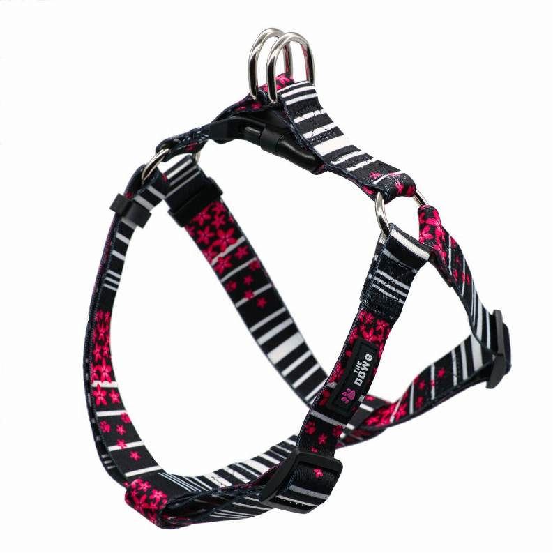 The Dowg Dog Harness - M Pink Petals