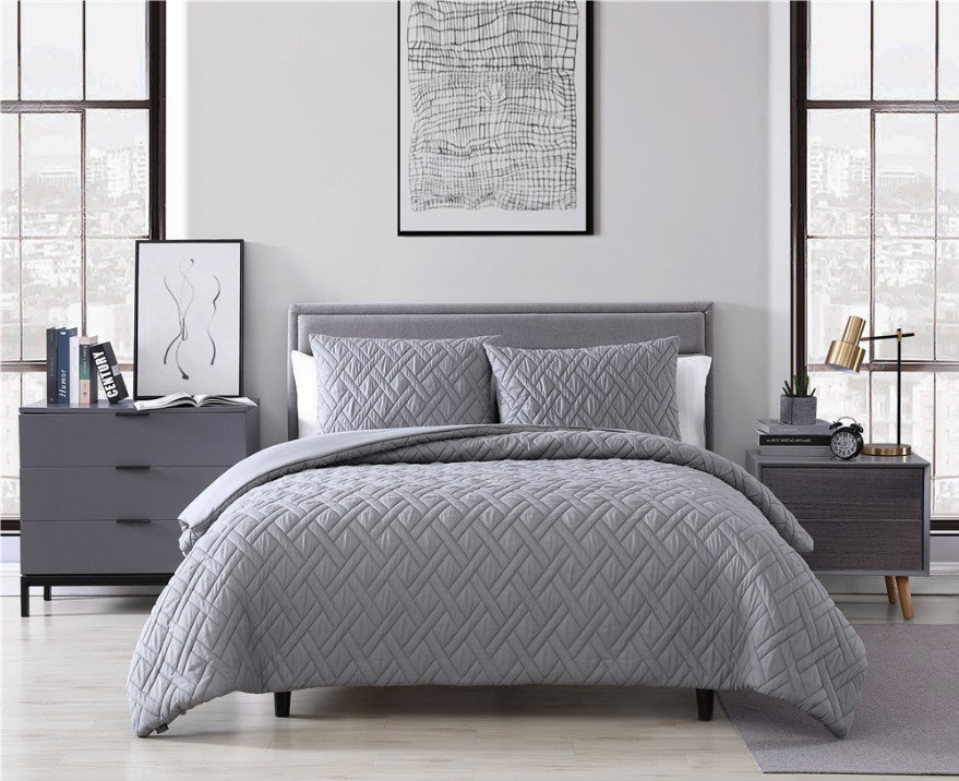 Larch 3 Piece Comforter Set - King Gray