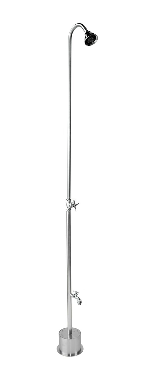 82" Free Standing Cold Water Shower with Cross Handle Valve & Hose Bibb