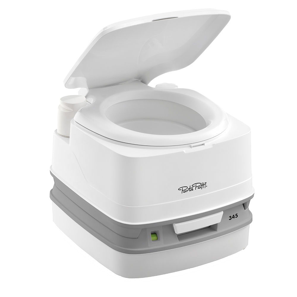 Porta Potti 345: 4.0 Gal Fresh Water, 3.2 Gal Waster Water, 33 Avg Flushes