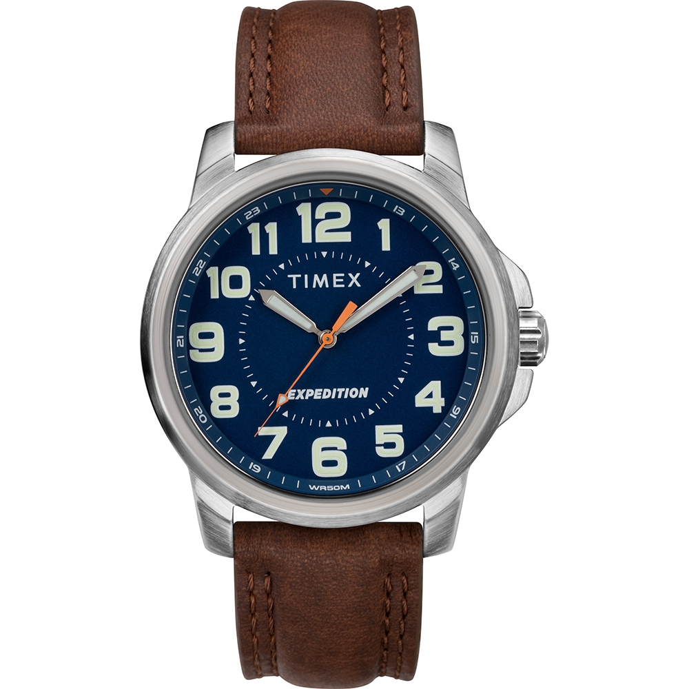 Timex Men's Expedition Metal Field Watch - Blue Dial/Brown Strap