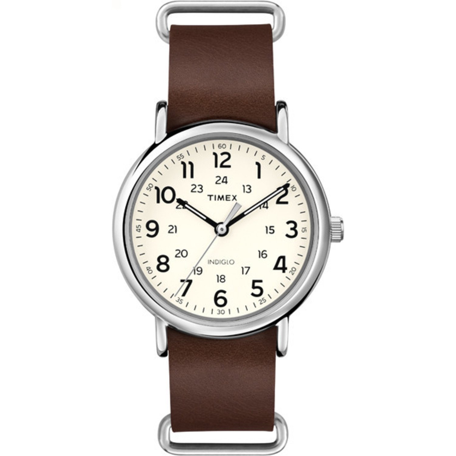 Timex Weekender 40 Slip Thru Leather Strap Watch - Brown