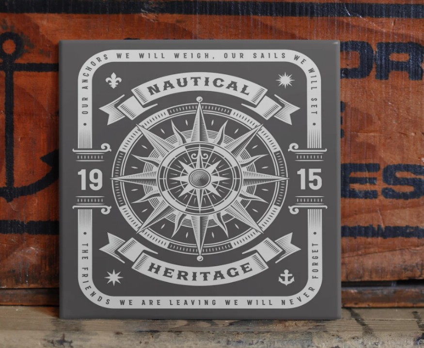 Set of 4 Nautical Themed Ceramic Coasters | By TrebrTh Designs