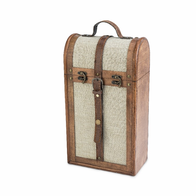 2-Bottle Vintage Trunk Wine Box By Twine