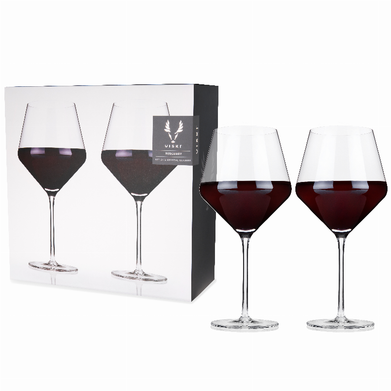 Angled Crystal Burgundy Glasses By Viski