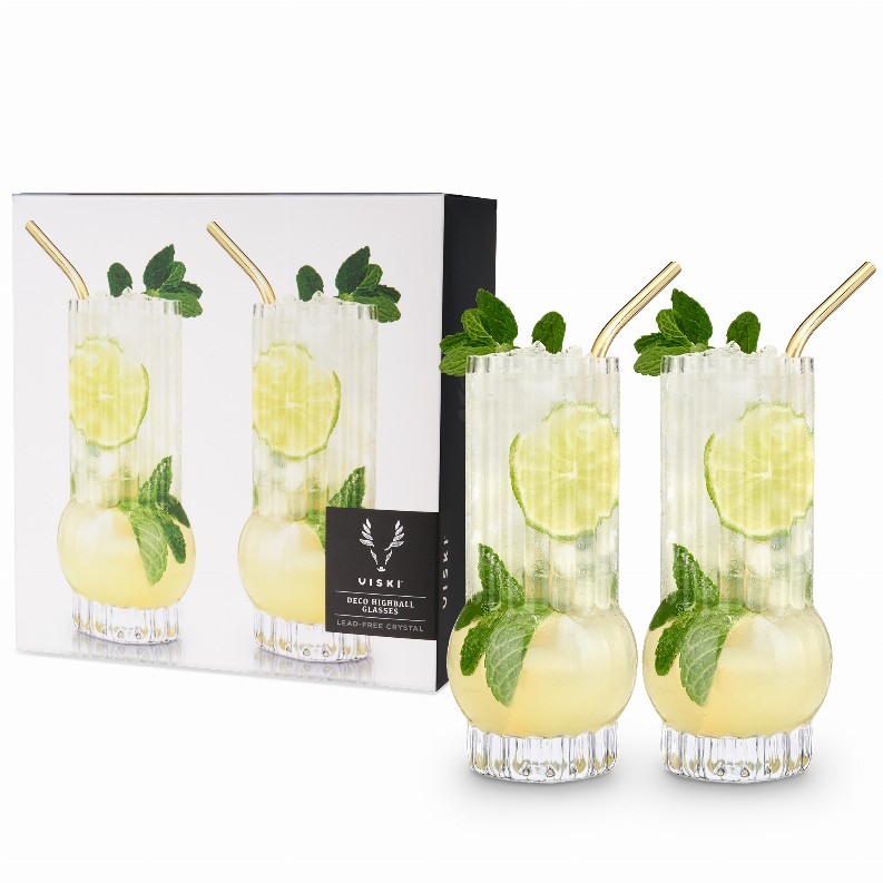 Deco Crystal Highball Glasses By Viski