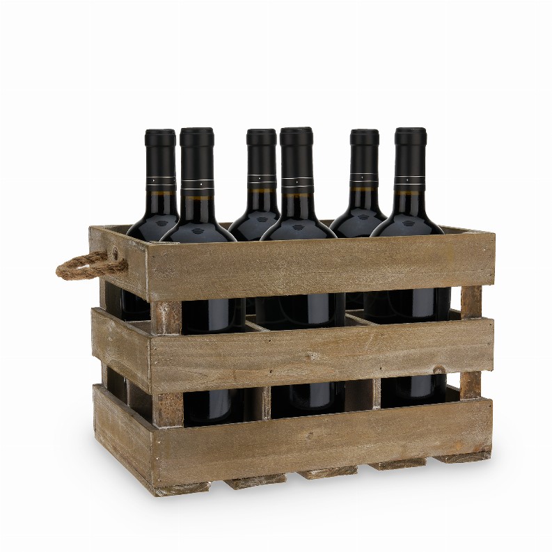 Wooden 6-Bottle Crate By Twine