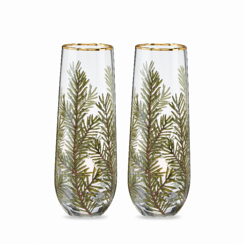 Woodland Stemless Champagne Flute Set By Twine