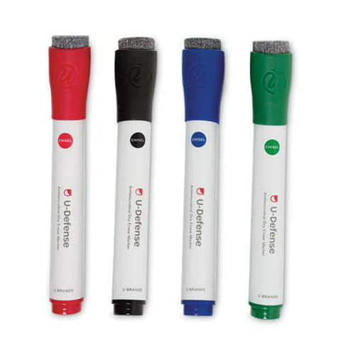 U-Defense Antimicrobial Dry-Erase Markers, Medium Bullet Tip, Assorted Colors, 24/Pack