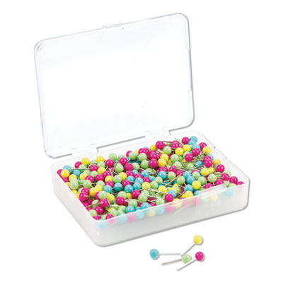 Map Push Pins, Plastic, Assorted, 1/2", 300/Pack