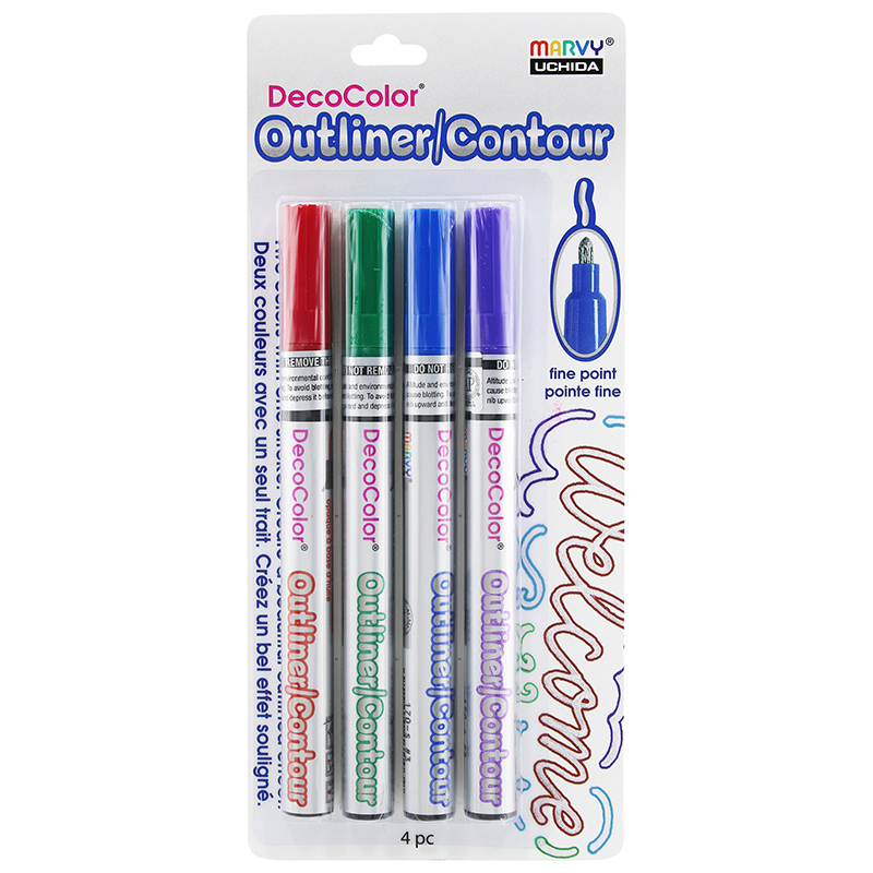 DecoColor Outliner Oil-Based Fine Point Marker, Pack o f 4