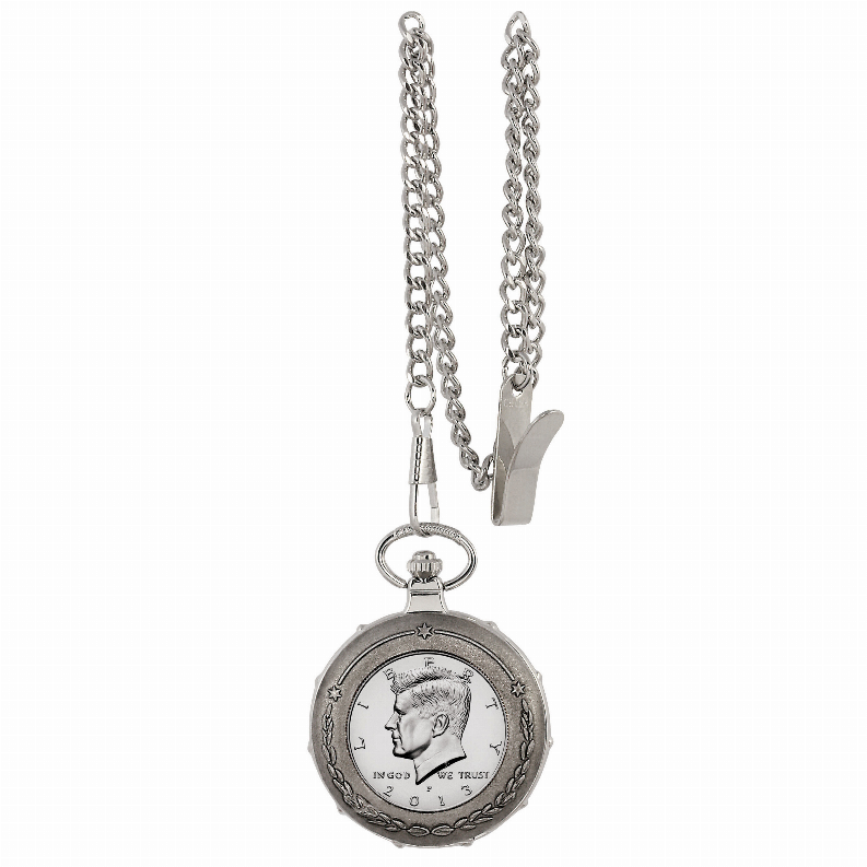 Proof JFK Half Dollar Train Coin Pocket Watch