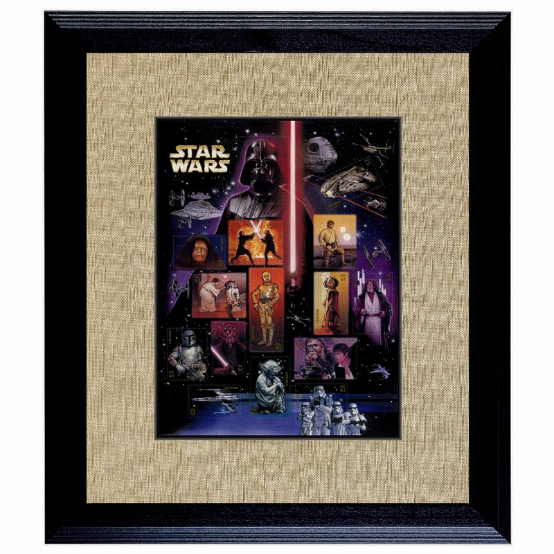 Star Wars U.S. Stamp Sheet in Wood Frame