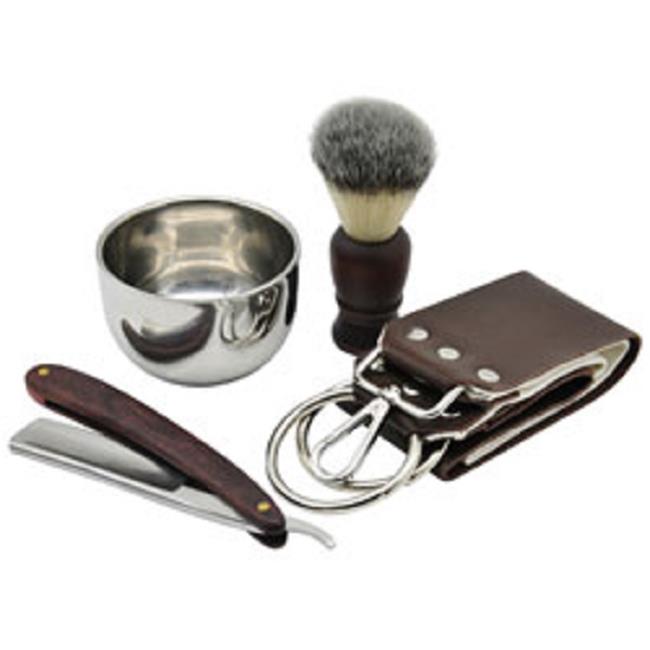 4 Piece Shaving Gift Set Wood