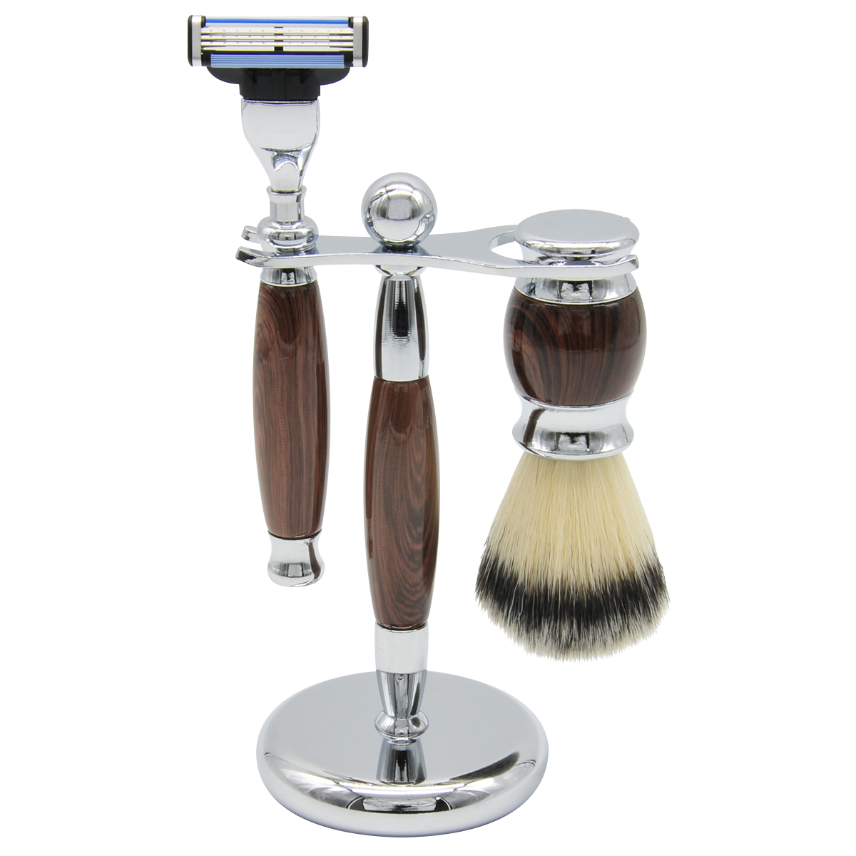 Three Piece Shave Kit Wood