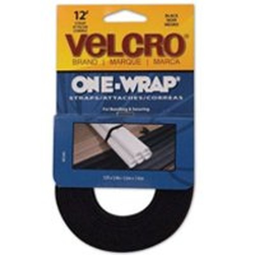 One-Wrap Reusable Ties, 3/4" x 12 ft., Black