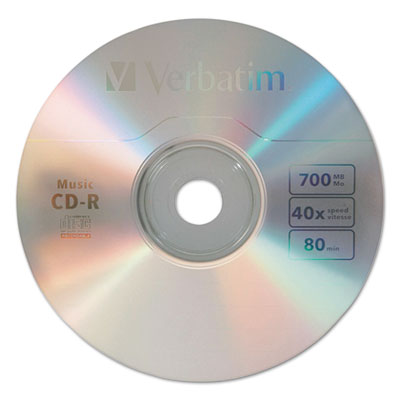CD-R Music Recordable Disc, 700MB, 40x, 25/Pk