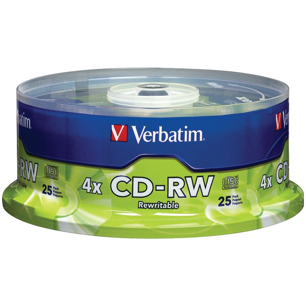 Verbatim 95169 700MB CD-RWs with Branded Surface, 25-ct Spindle